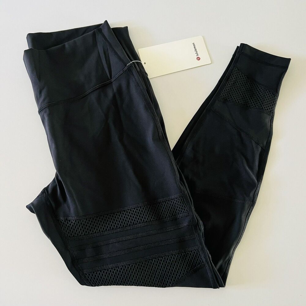 LULULEMON ATHLETICA Black Wunder Under HR Tight Mix & Mesh Leggings - US 12